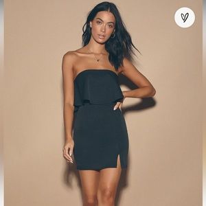 NWT {Lulu’s} Kiani Black Strapless Bodycon Dress - L